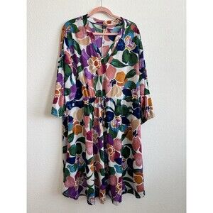 Lildy Women's Colorful Floral Printed Drawstring Waist Dress Size 2XL